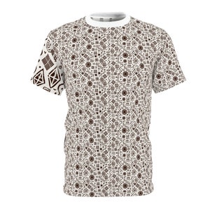 Unisex Cut & Sew Tee (AOP) T-shirt Bogolan Print, African Traditional Print, African Design, Perfect gifts, Different and Unique