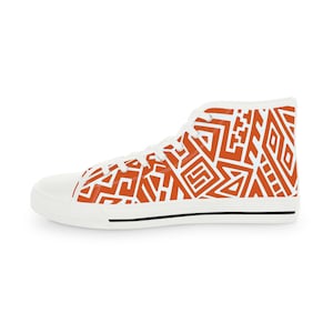 Men&#39;s High Top Sneakers Shoes Bogolan Print, African Traditional Print, African Design, Perfect gifts, Different and Unique