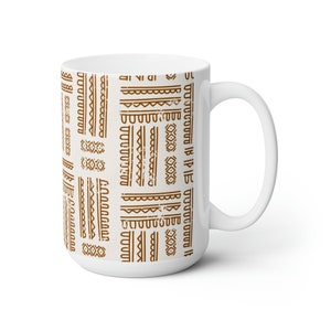 Ceramic Mug 15oz Bogolan Print, African Traditional Print, African Design, Perfect gifts, Different and Unique