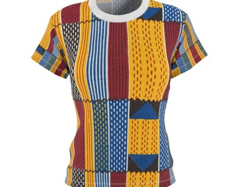 Women's AOP Cut & Sew Tee West Africa Traditional Print, African Design, Perfect gifts, Different and Unique