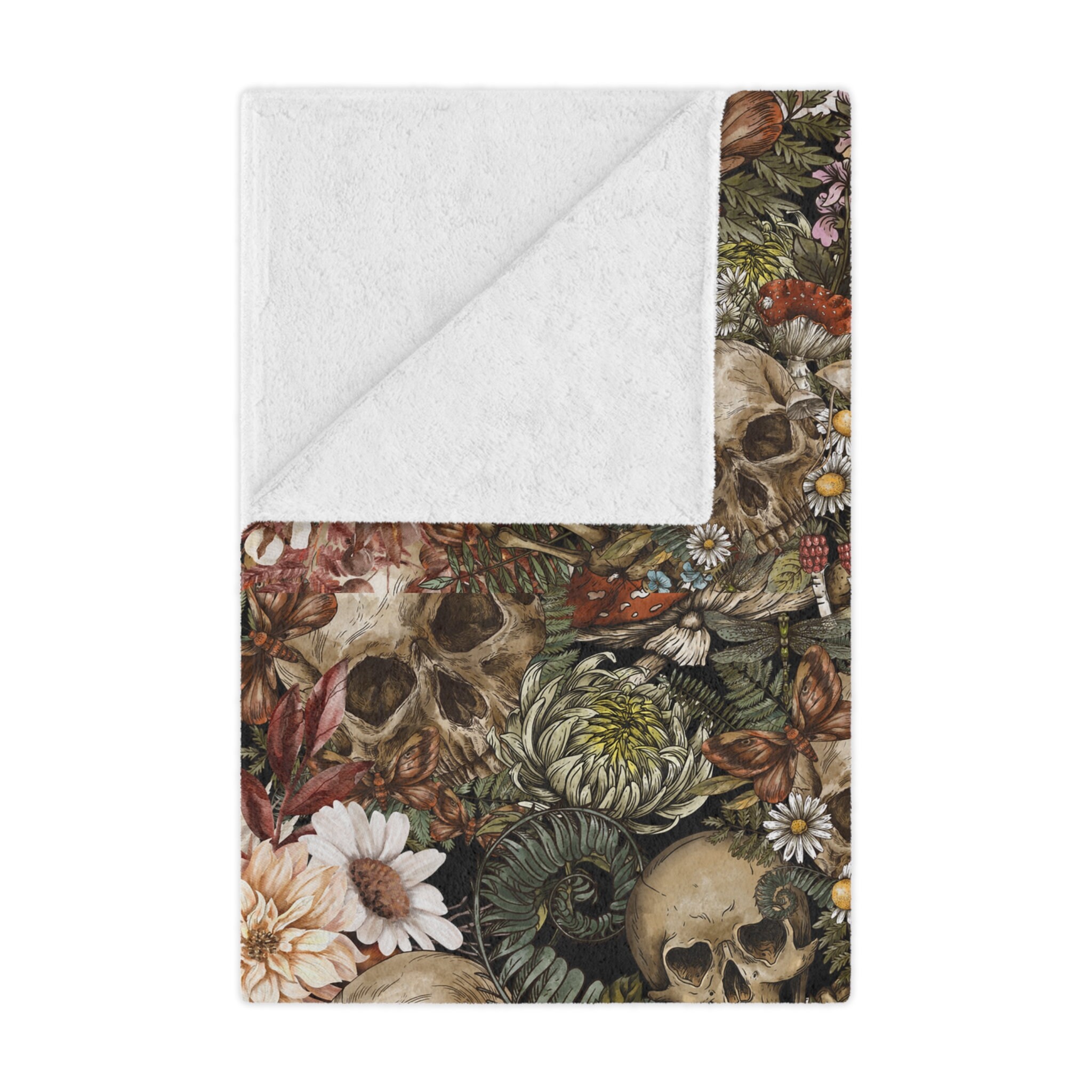 Skeleton Floral Rose Sugar Skull Girly Pattern Print Throw Blanket