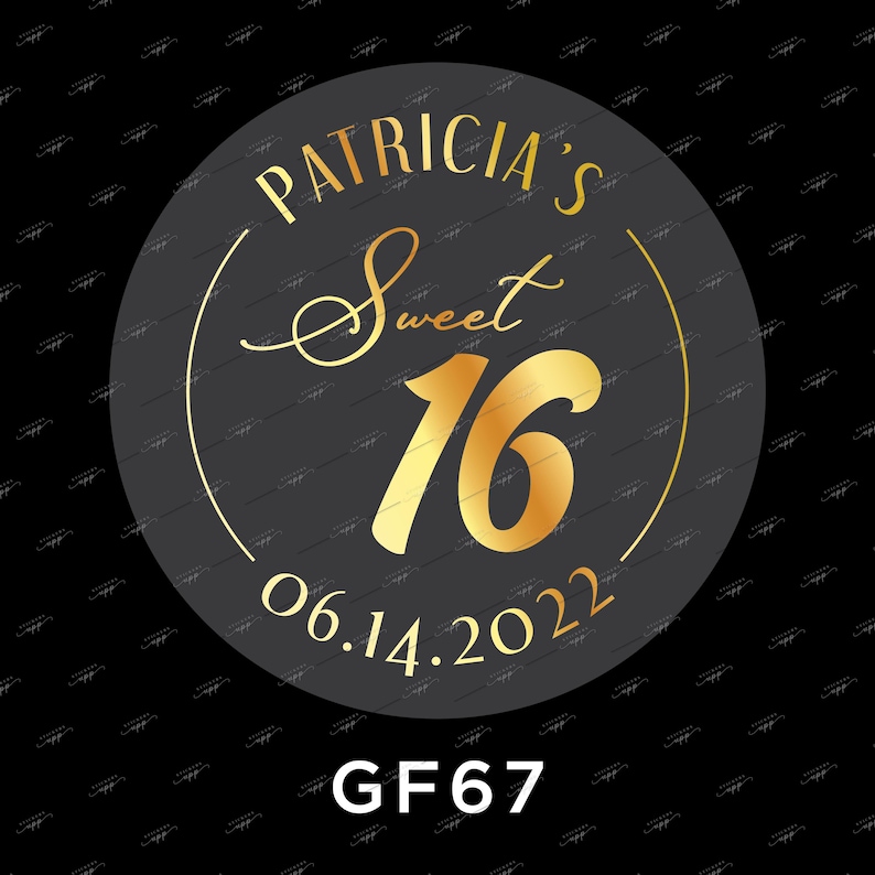 Sweet 16 Gold Foiled Stickers, Personalized Foiled Birthday Sticker ...
