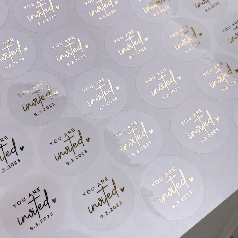 Invitation Seal Sticker, Invited Wedding Stickers, Minimalist Foil ...