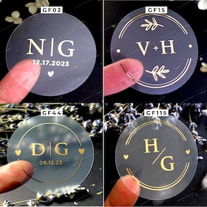 Stickers pour enveloppe personnalisés, Stickers monogrammes, Stickers de mariage en aluminium minimalistes, Sceaux d'invitation de mariage, Stickers cadeaux pour mariage