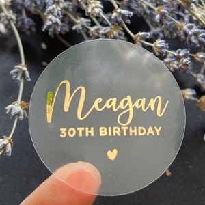 30th Birthday sticker, Personalized Foiled Birthday Stickers, Birthday Party Foiled Stickers, Any name, Any age, Birthday Party Decoration