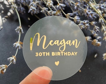 30th Birthday sticker, Personalized Foiled Birthday Stickers, Birthday Party Foiled Stickers, Any name, Any age, Birthday Party Decoration