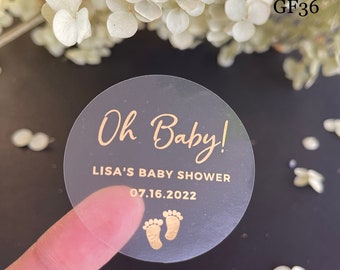 Birthday Baby Stickers,Personalized Baptism sticker, Foil Decoration and Favors  Gold, Rose Gold, Custom Pregnancy, Baptism Gift, gold foil