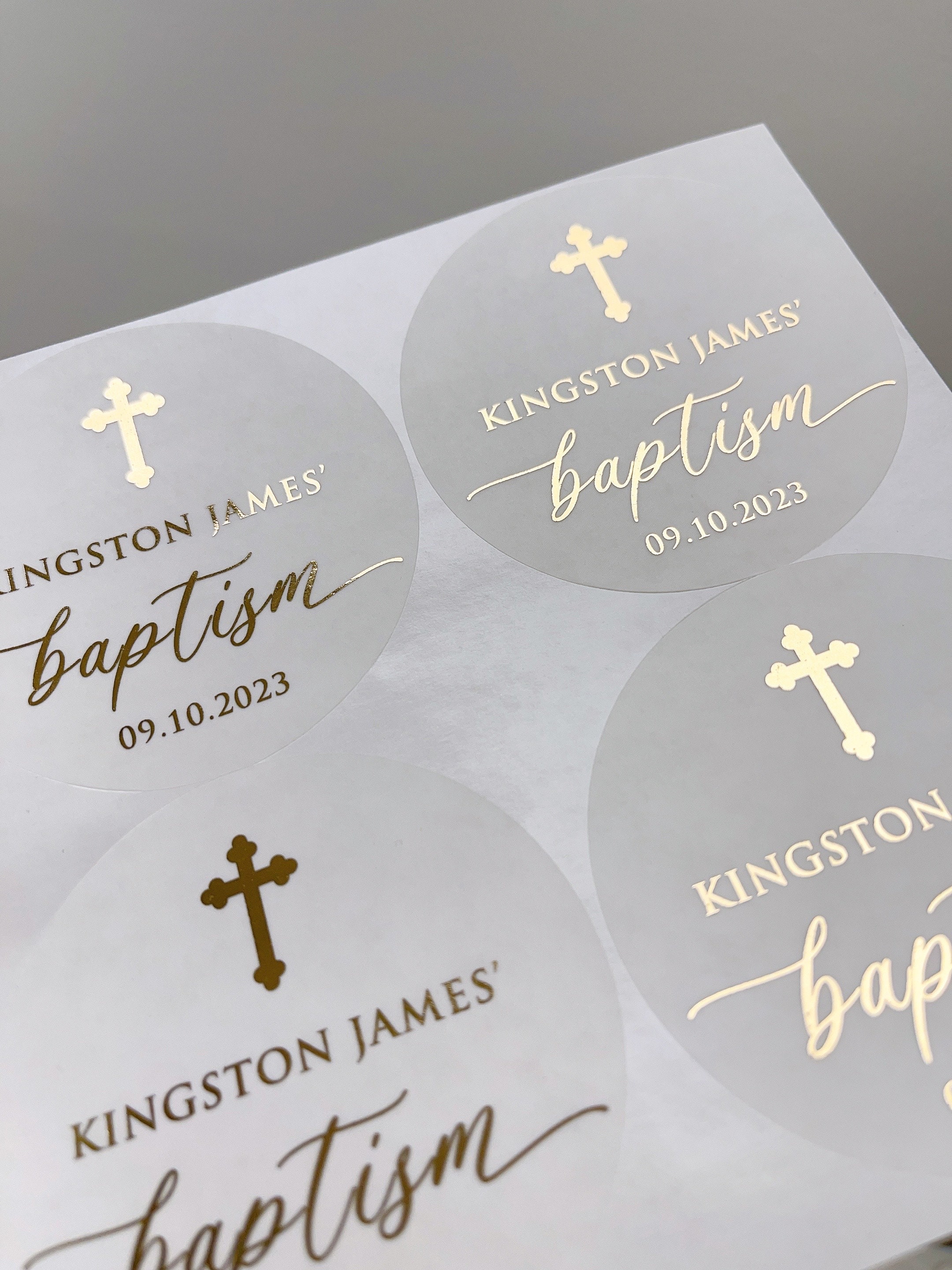 Custom Gold Foil Stickers, Bautismo Stickers, Dedication/ Hristening ...
