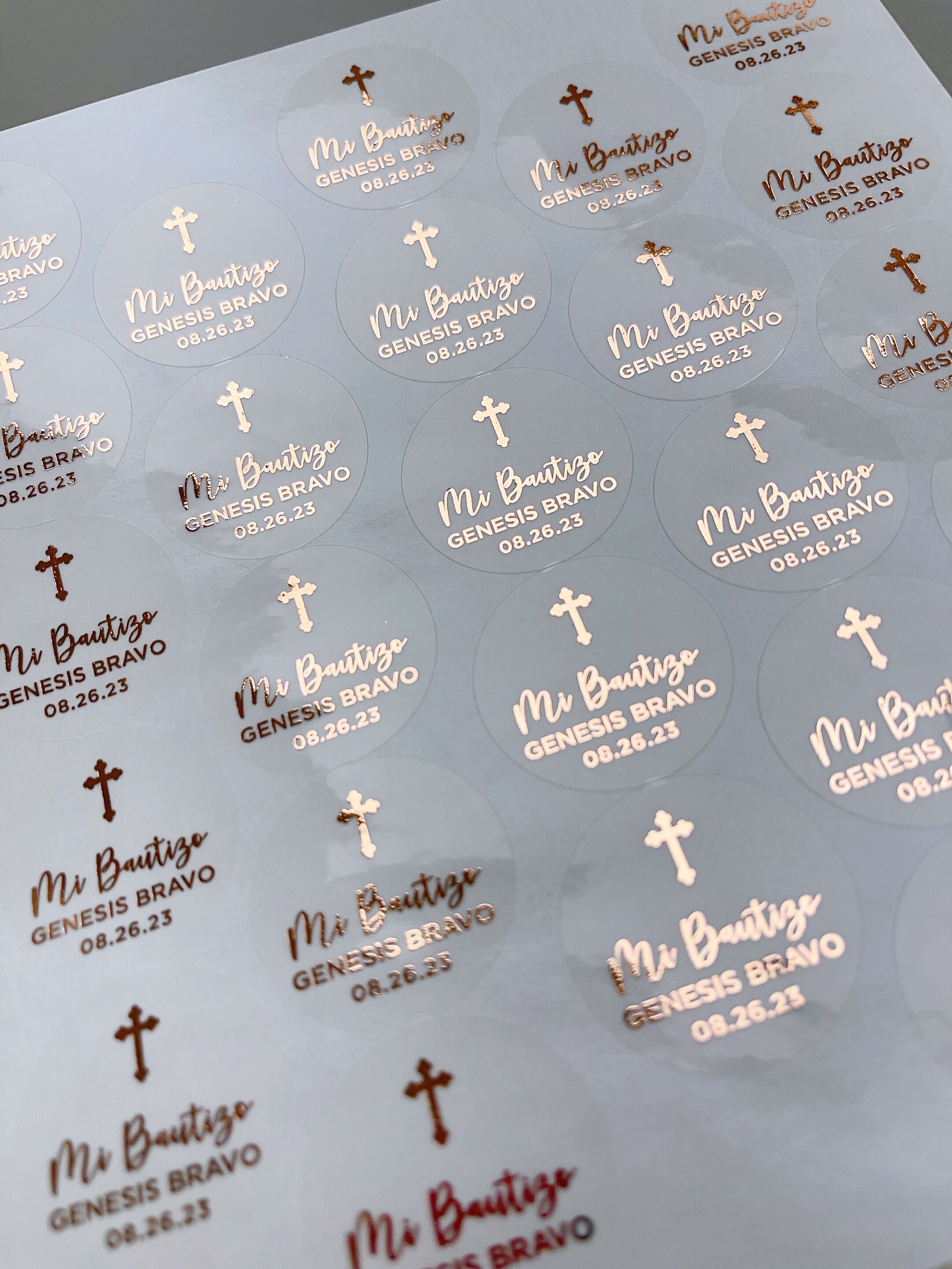 Custom Gold Foil Stickers, Bautismo Stickers, Dedication/ Hristening ...
