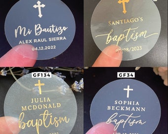 Personalized Baptism sticker, Foiled Baby Stickers For Decoration and Favor Bautizo sticker, Gold, Rose Gold, Custom Pregnancy, Baptism Gift