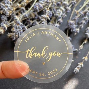 Sticker feuille d'or de remerciement, autocollants monogramme, autocollants minimalistes, sceau d'invitation de mariage, autocollants décoratifs cadeaux de mariage, fiançailles