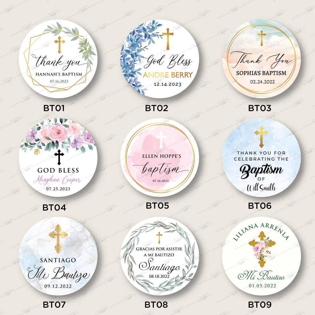 Custom Baptism Sticker, Baby Stickers for Decoration and Favor in ...