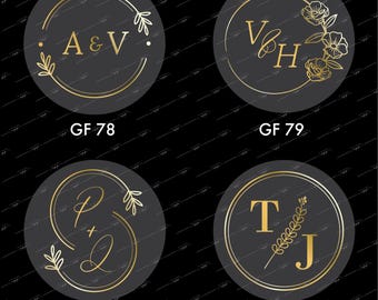 Personalized Envelope Seals, Monogram Stickers, Minimalist Foil Wedding Stickers, Wedding Invitation Seals, Wedding Favor Foiled Stickers