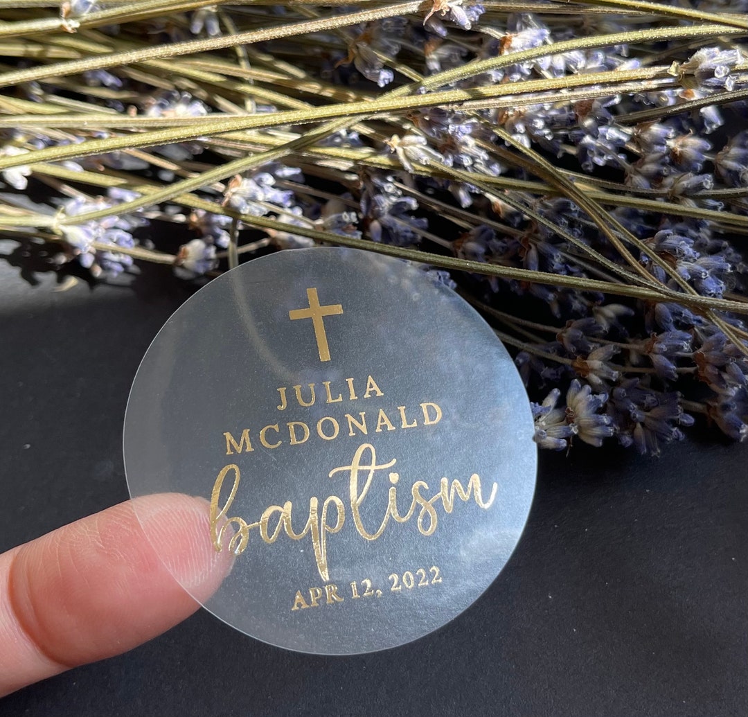Baptism Gold Foil Stickers, Personalized Baptism, Foil Decoration and ...