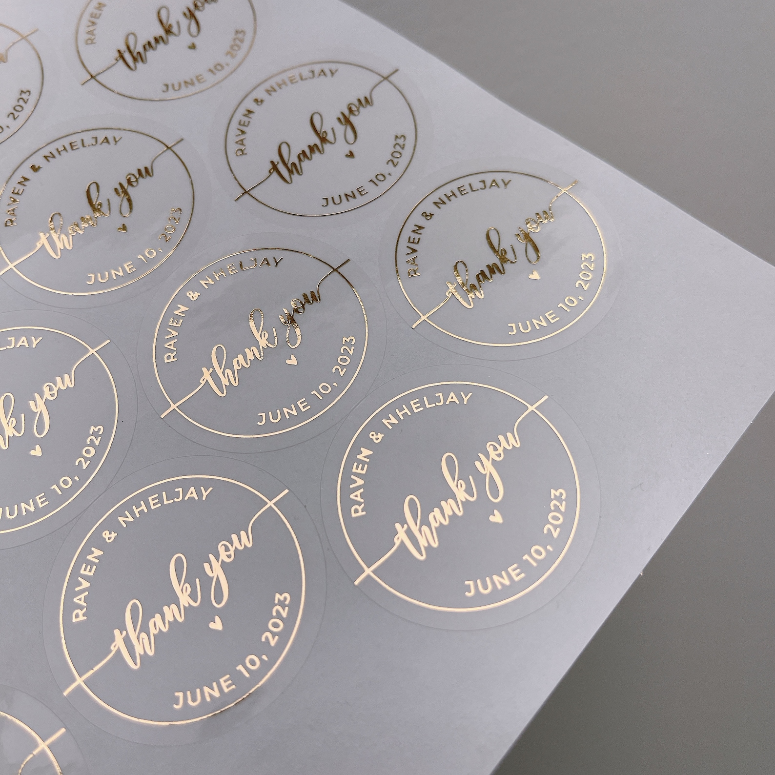 Thank You Gold Foil Sticker, Monogram Stickers, Minimalist Foil ...