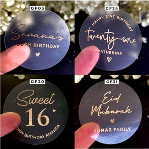 Stickers décoratifs fête d'anniversaire, Stickers décoratifs personnalisés, tous les noms, tout âge, décoration de fête d'anniversaire, autocollant feuille d'or