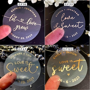 Wedding Sticker with real foil, Personalized Foiled Stickers, Foiled Envelope Seals, Silver, Rose Gold, Foiled Wedding Favor Stickers