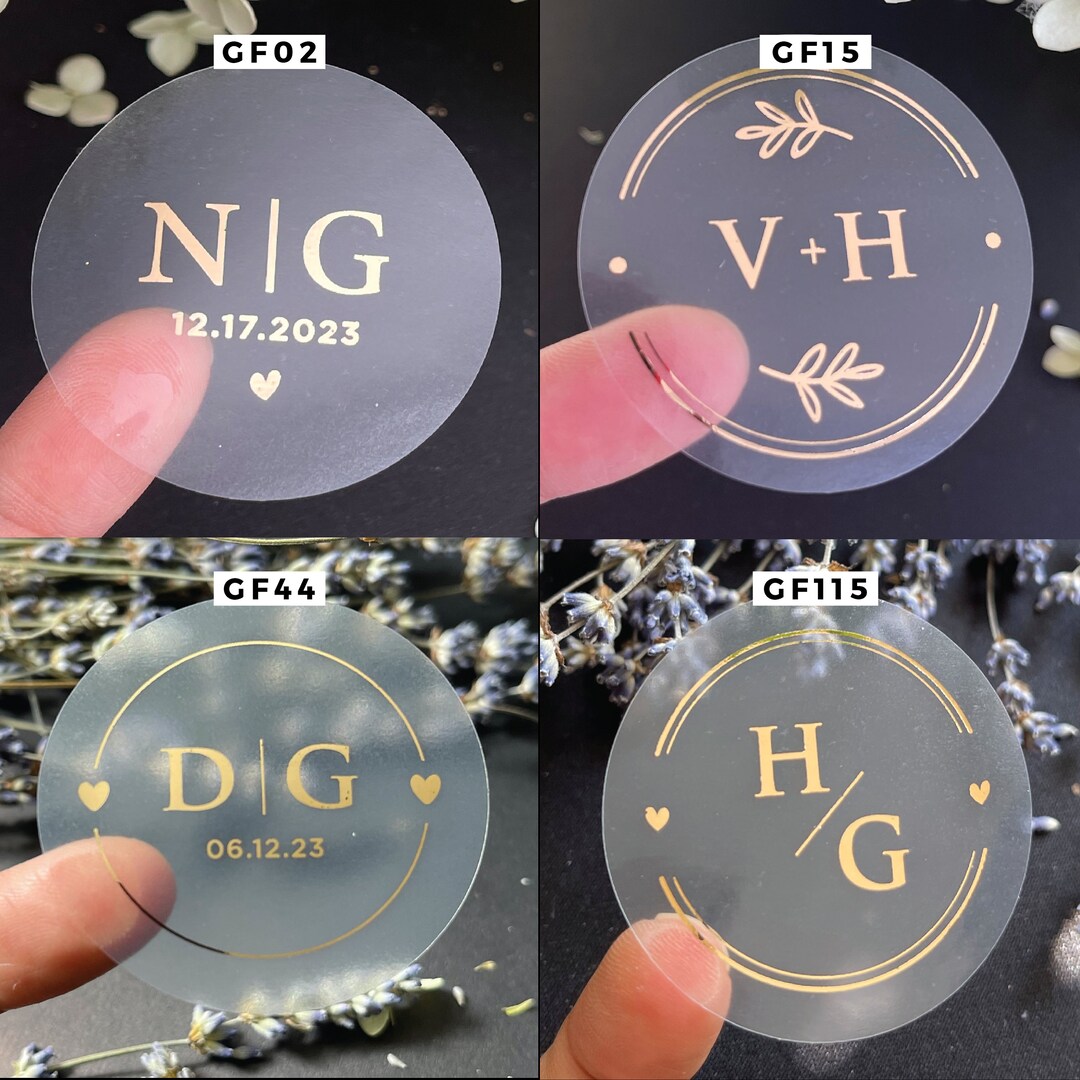 Personalized Envelope Seals, Monogram Stickers, Minimalist Foil Wedding