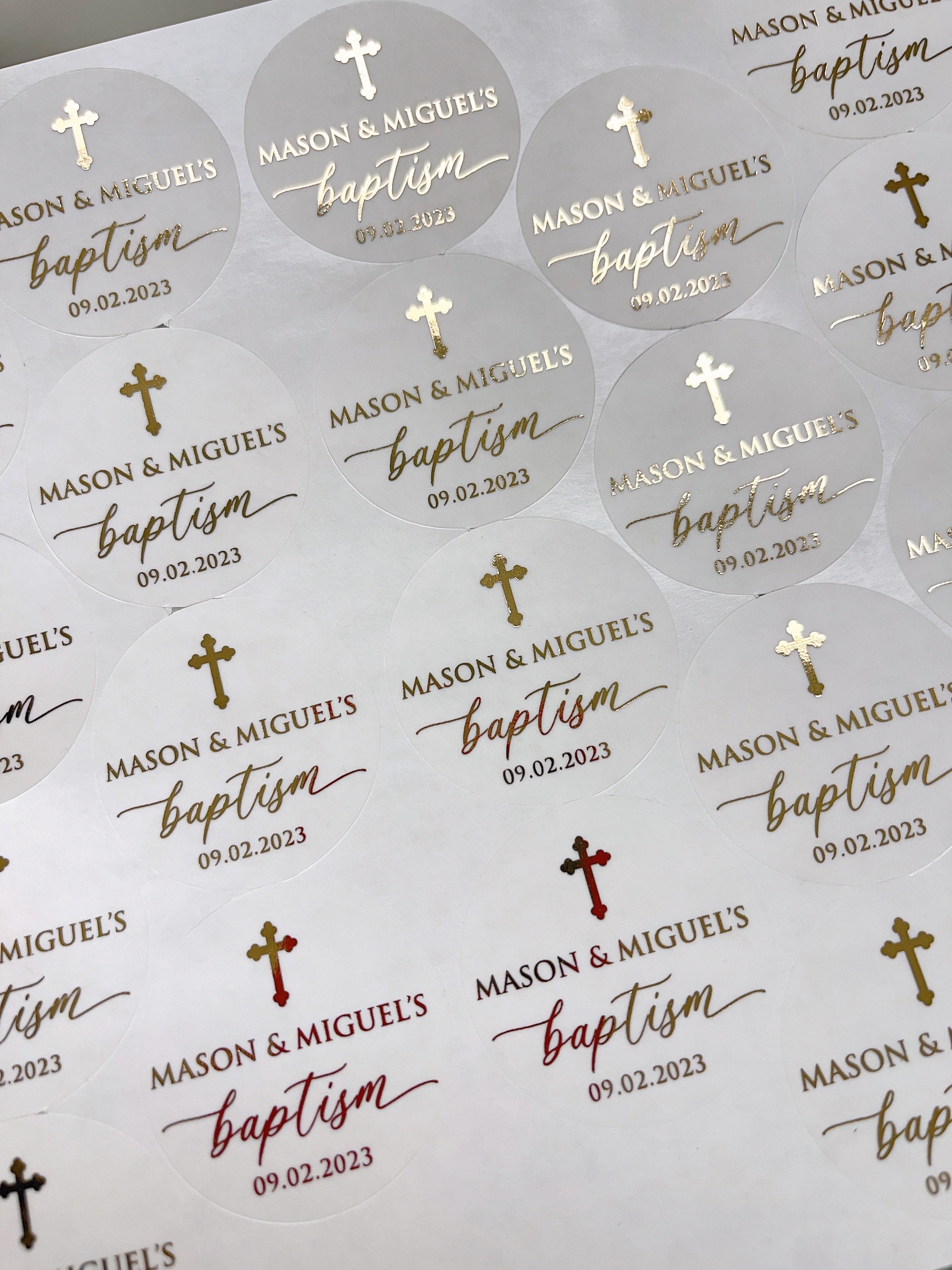 Custom Gold Foil Stickers, Bautismo Stickers, Dedication/ Hristening ...