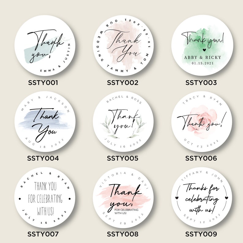 Custom stickers, Thank you stickers, wedding stickers, wedding favors, baby shower, birthday, bridal shower, bachelorette, business logo image 2