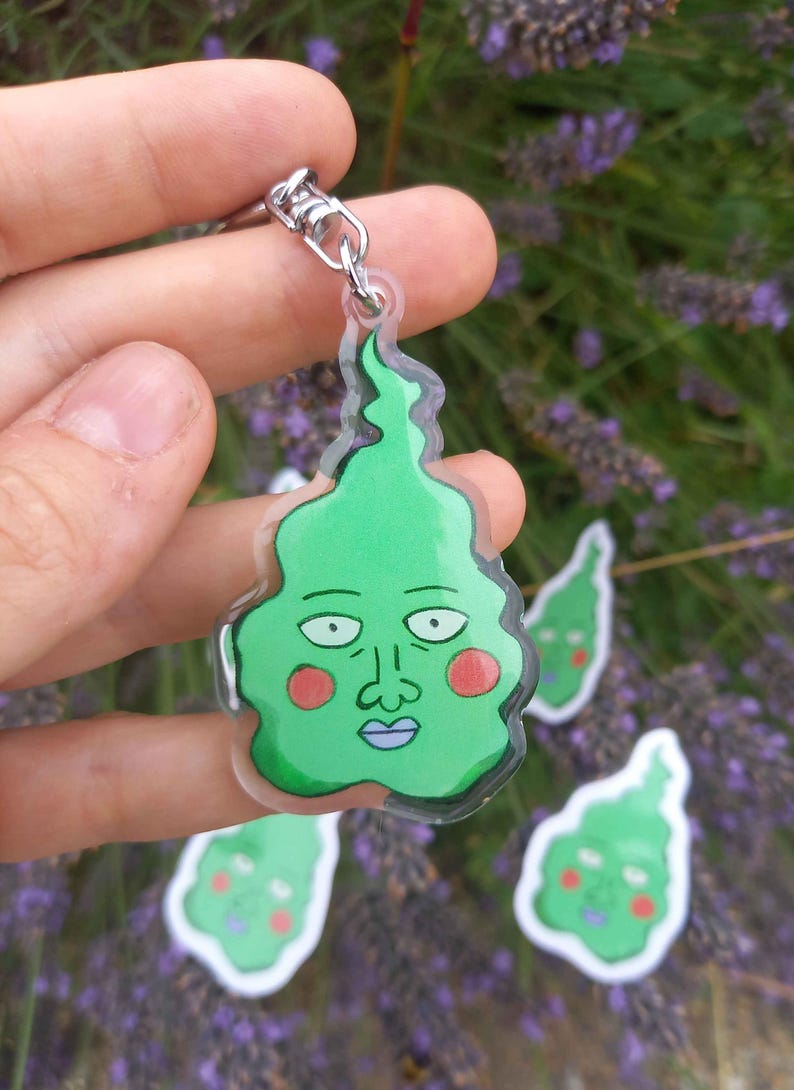 Mob Psycho 100 Smile / Acrylic Charm Keychain & Vinyl Sticker Etsy UK