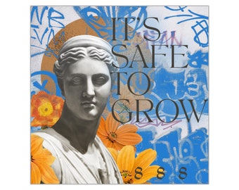 Square Vinyl Stickers It's Safe to Grow Neo Classic Vaporwave