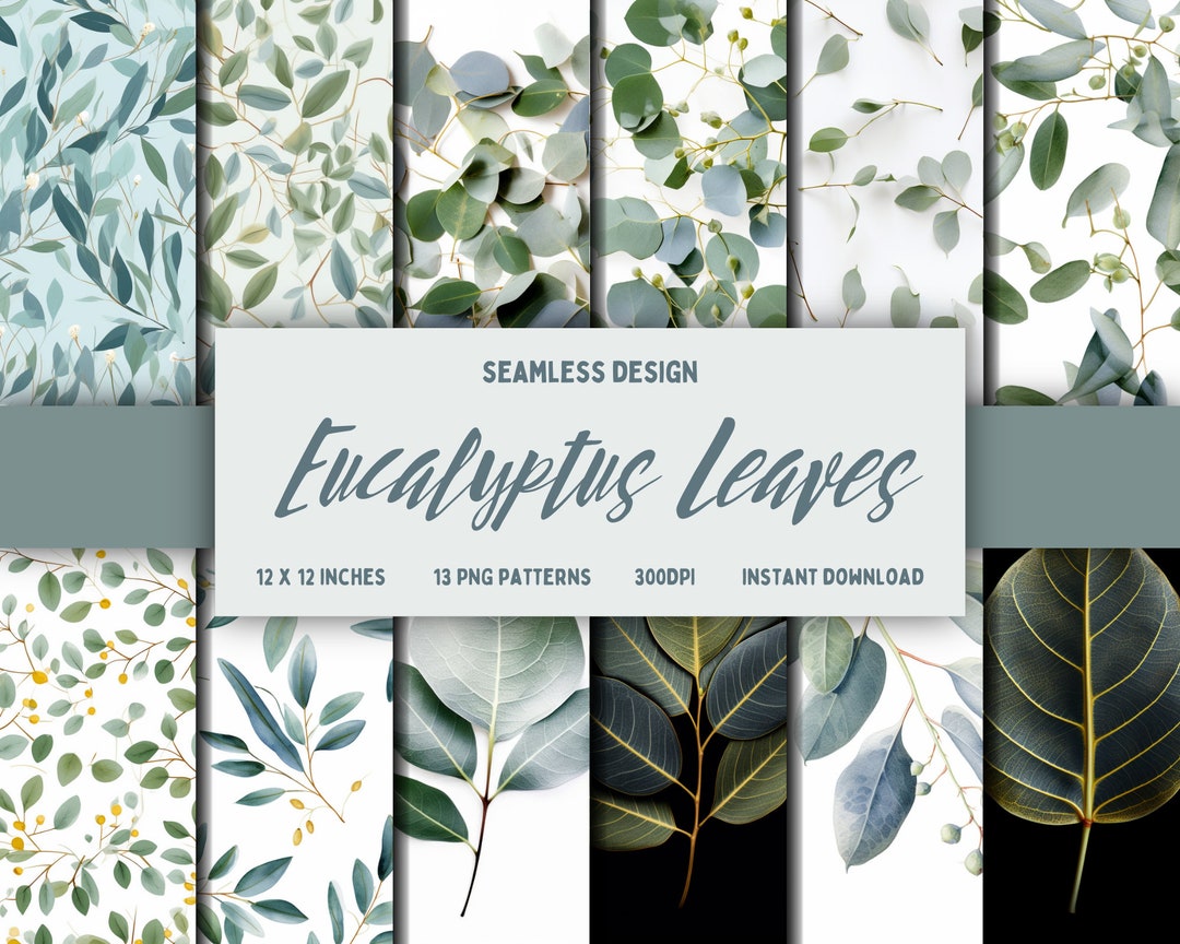 DIGITAL PAPER Eucalyptus Leaves Seamless Leaf Designs Etsy