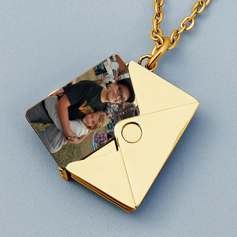 Envelope Locket Necklace Custom Photo Locket Necklace Etsy
