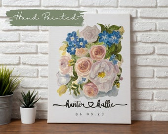 Custom Wedding Bouquet Watercolor Painting, Personalized Anniversary Gift, Bridal Bouquet Painting, Wedding Floral Painting, Wedding Gift