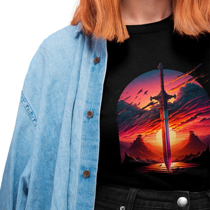 Futuristic sword concept art heavy cotton t shirt ancient tee shirt