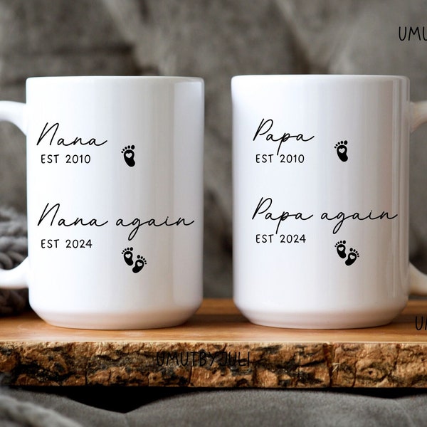 Second Pregnancy Announcement Grandparents Again Baby Announcement Nana Pregnancy Announcement Nana Again Gift Idea Nana and Papa Gift