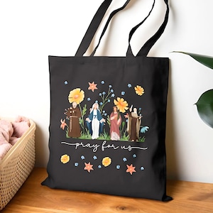 Catholic Bag Catholic Saints Bag Mass Tote Bags Black Catholic Tote Bags For women Gift For Mom Catholic Gifts Catholic Mass Bag Beige Bag