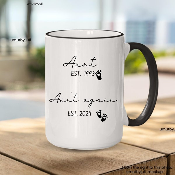 Auntie and Uncle Again Mug, Second Time Aunt and Uncle Again, Aunt and Uncle Again, Second Pregnancy Announcement 2nd Baby Announcement
