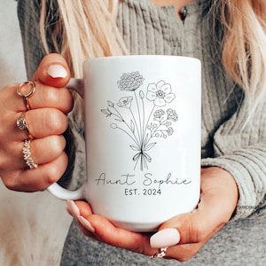 Personalized Aunt Mug Auntie to be Pregnancy Announcement Aunt Gift Bae Mug Custom Aunt Cup Floral Mug Going to Be Auntie Mug Aunty Gift