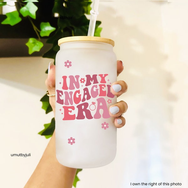 In My Engaged Era Ice Coffee Cup Bride Libbey Cup, Engagement Cup Future Mrs, Future Mrs Cup, Future Mrs Gift, Custom Mrs Glass  Iced Cup