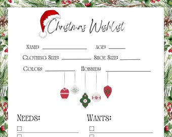 Letter to Santa Printable Wish List for Kids Santa Letter Template - Etsy