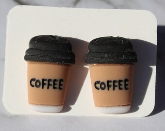 Coffee cup stud earrings