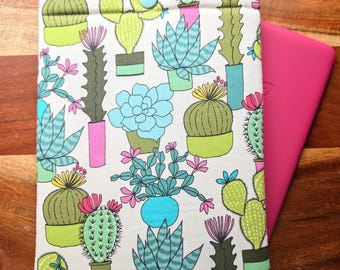 Cactus Kindle Sleeve: Padded E-reader Case with Snap Closure