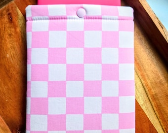 Pink Checkers Padded Kindle Sleeve, Girly E-reader Case