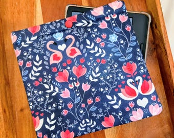 Love Birds Kobo Sleeve, Padded Valentine's Day E-reader Pouch, Multiple Fabric and Device Options