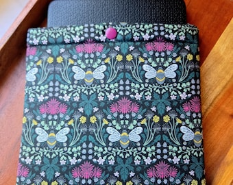 Bee Floral Dark Padded Kobo Sleeve, E-reader Case