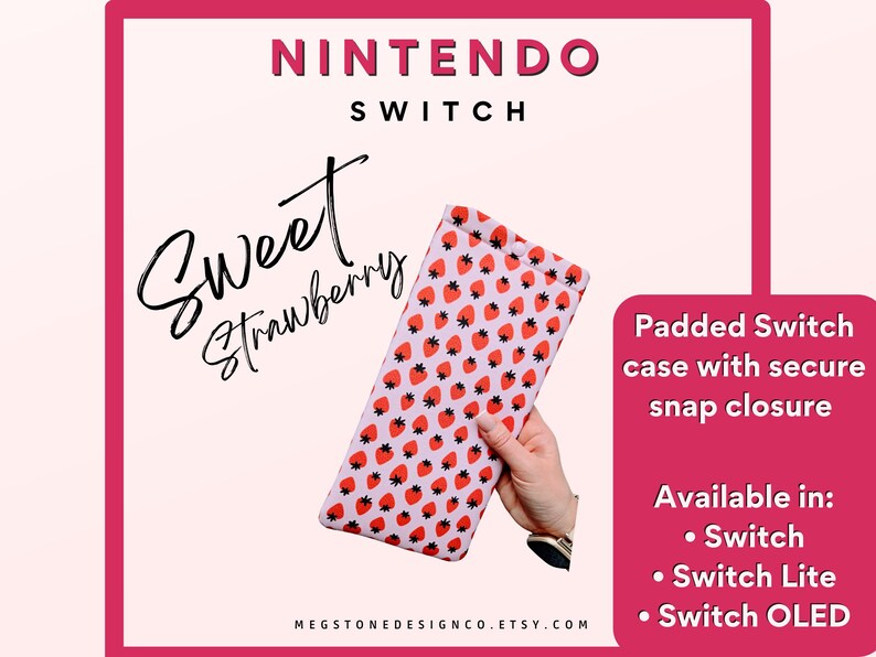 Strawberry Nintendo Switch Case, Padded Gamer Sleeve - Etsy