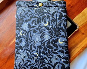 Mysterious Midnight Garden Kindle Sleeve, Celestial Padded E-reader Case, Choose Your Print
