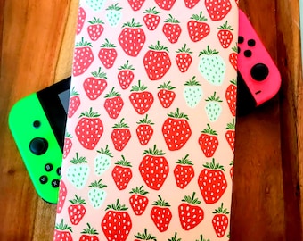 Strawberry Nintendo Switch Case: Padded Gaming Sleeve, Girly Gamer Pouch