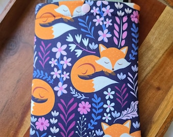 Purple Sleepy Fox Kindle Sleeve: Padded Floral E-reader Case