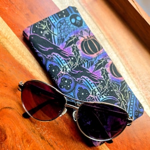 Gothic Halloween Eyeglass Holder, Sunglass Case, Padded Eyeglass Cover, Protective Eyewear Holder, Goth Eyeglass and Sunglass Pouch Gift