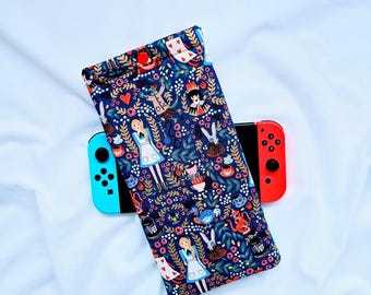 Alice in Wonderland Nintendo Switch Case, Padded Carrying Pouch