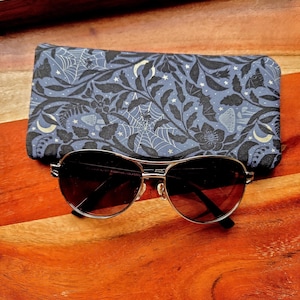 Mysterious Midnight Garden Eyeglass Holder, Sunglass Case, Whimsical Gothic Padded Eyeglass Cover, Protective Eyewear Holder, Sunglass Pouch