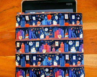 Whimsigothic Library Kobo Sleeve, Padded Bookshelf E-reader Pouch