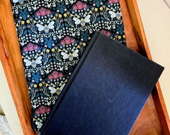 Book Sleeve: Bee Floral Padded Book Cover Booksleeve, Multiple Sizes, Snap and Pocket Options